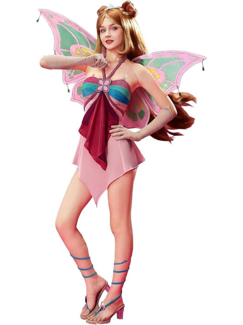 Enchantix Flora Women's Cosplay Costume with Wings | Winx Club Inspired Outfit